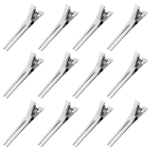 50 Pieces 4.5cm Double Prong Metal Hair Curl Clips - Rustproof Alligator Hairpins for Styling and Pin Setting Sections