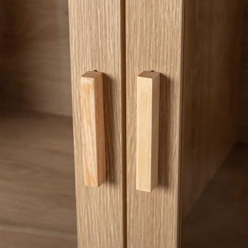 KLAST Vitrina en Madera y ratán Natural con Dos Puertas acristaladas, Tres estantes y Dos cajones para Almacenamiento. Medidas: 100 cm x 170 cm - imagen 7