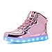 Kauson 7 Farben LED High-Top Schuhe USB Aufladen Leuchtschuhe Licht Blinkschuhe Leuchtende Sport Sneaker Light up Wasserdicht Laufschuhe Gymnastik Turnschuhe Damen Herren Unisex Kinder Shoes 25-46EU