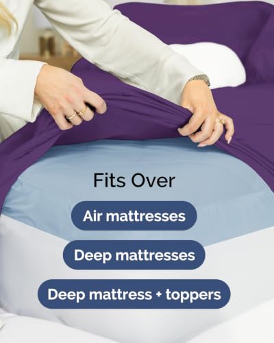 Image of CGK Linens 2 Pack Extra Deep Twin XL Fitted Sheets - Purple