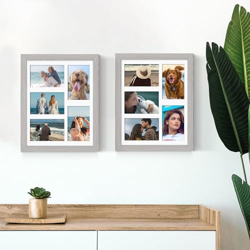 Image of DUENPY 11x14 Collage Picture Frame, 4x6 Collage Picture Frame, Displays Five 4x6 inch Photos, or 11x14 (Without Mat) Wall Decor Wall Hanging or Tabletop, Grey.