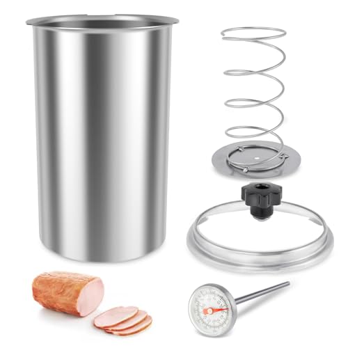 Ham Maker, Stainless Steel Meat Press Cooker with Thermometer, Heat Resistant Ham Press Maker, Multipurpose Deli Meat Presses for Home and Commercial Use