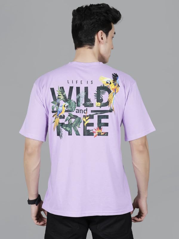 Image of London Hills Men's Cotton Oversized Fit Casual Printed Round Neck, Oversized Longline Drop Shoulder Boho Style T-Shirt