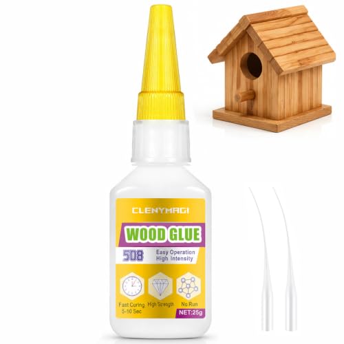 ClenyMagi Wood Glue High Strength Fast Drying Clear Wood Glue for Furniture Heavy Duty Woodworking Garden Crafts DIY Waterproof Heat Resistant Tacky Adhesive (1 Bottle of 25g)