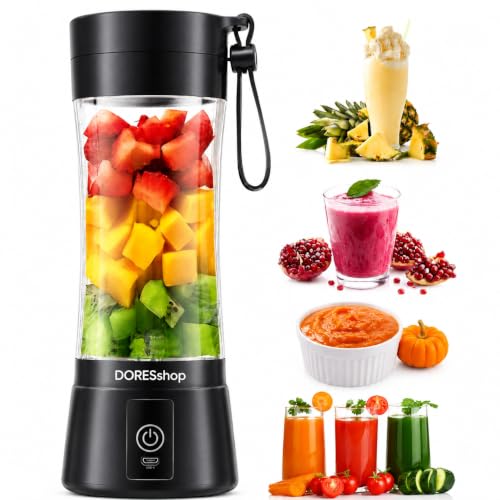 Image of DORESshop USB Rechargeable Blenders for Smoothies and Juices, Juicer Mixer Grinder Mini Portable Juicer Blender, Portable Blender, Electric Fruit Juicer Machine, Personal Size Mini Juice Mixer