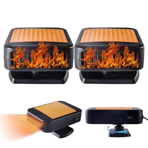 Calentador portátil para coche con rotación de 360°, calentador y descongelador de 12 V para descongelar rápidamente en todos los vehículos, camiones, caravanas de 12 V