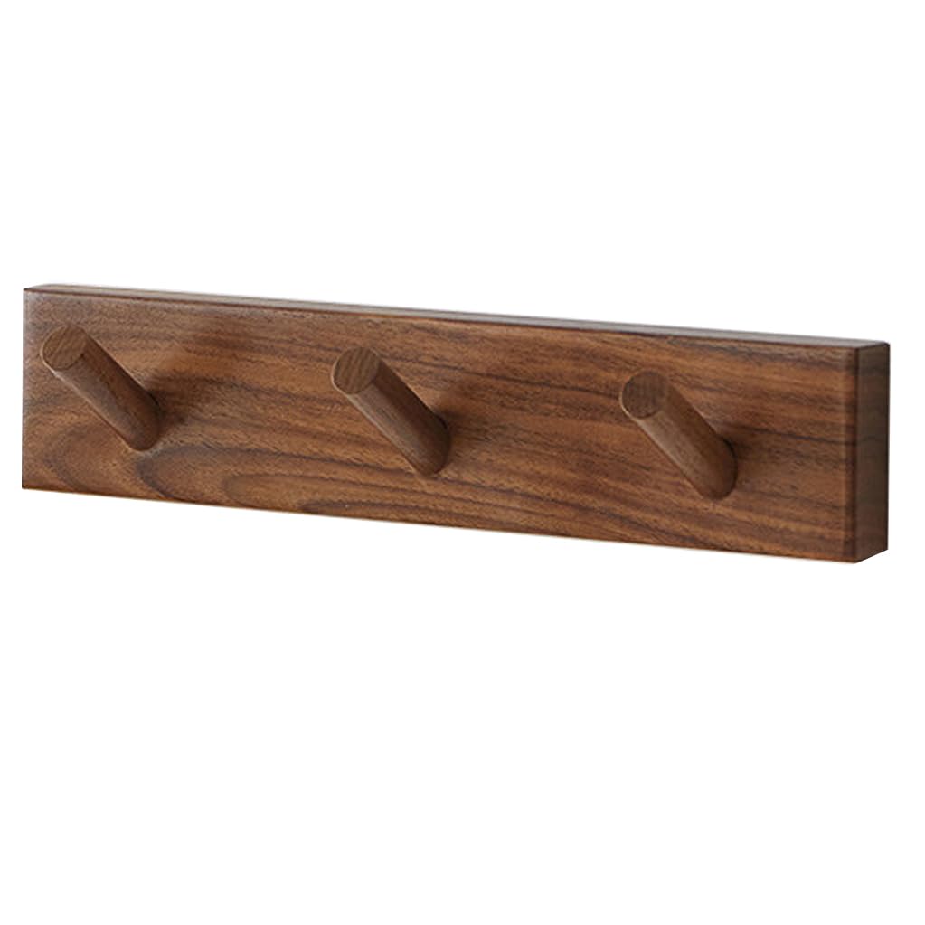Lmysxaoz Brown Solid Wood Coat Rack Wall Mount, Wooden Hooks Entryway Hanging Rail Clothes Towel Racks With Hook For Coat, Bag, Towel, Key, Hat, Umbrella 3Hook