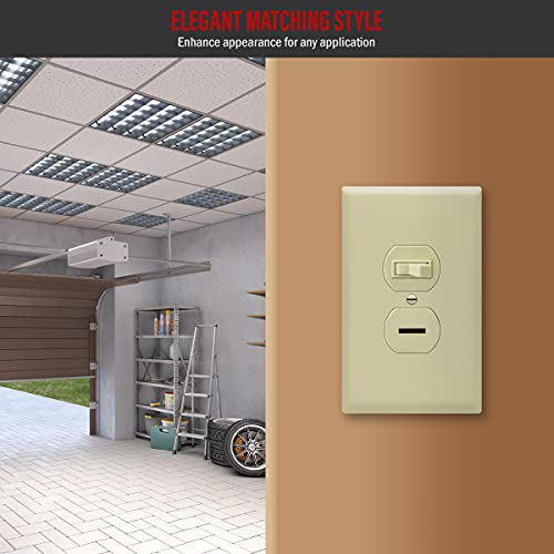 Image of ENERLITES Duplex Receptacle Outlet Wall Plate, Jumbo Electrical Outlet Cover, Gloss Finish, Oversized 1-Gang 5.51 inch x 3.50 inch, Polycarbonate Thermoplastic, 8821O-I, Ivory