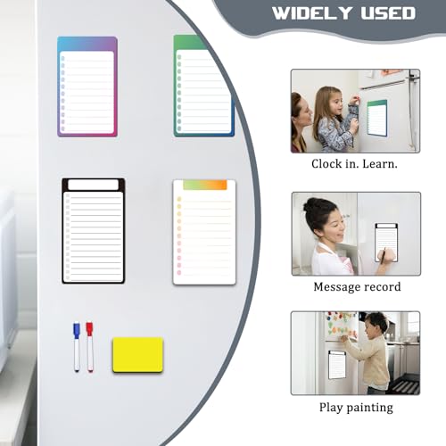 4 Stück Magnettafel,Pinnwand Magnetisch,Magnettafel Kühlschrank,4 Kühlschrankmagnete,3 Whiteboard Stifte,1 Radiergummi für Memos,Notizen,Listen und Menüs in Haus,Küche und Büro