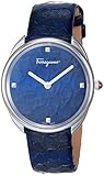 correa ferragamo hombre original Pantalla analógica. Ferragamo Reloj analógico de cuarzo de acero inoxidable con correa de piel, azul, 15.8 (modelo: 7630030550386)