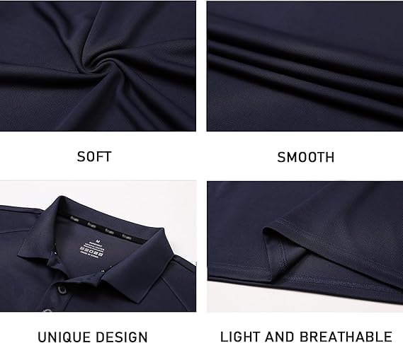 Gaiatiger 3er Pack Polo T-Shirt Uomo Manica Corta Traspirante Sportiva Polo Magliette Uomo Manica Corta(0427)-Black Grey Navy-4XL