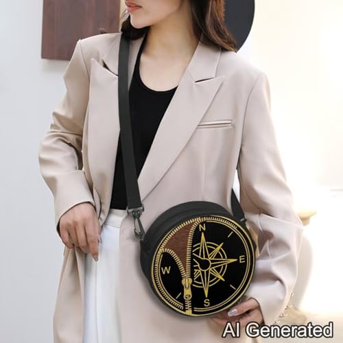 Image of Women Novelty Round Clock Shape Zippered Clock Purses for Women Tote Handbag Shoulder Bag, Gift for Mom Girlfriend