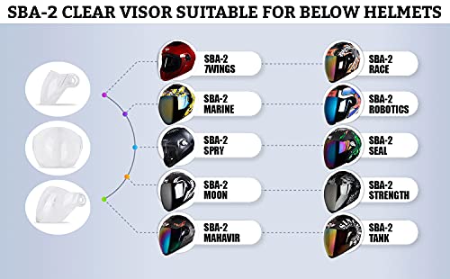 Image of Steelbird SBA-2 Helmet Visor Compatible for All SBA-2 and SBA-3 Model (Clear Visor)