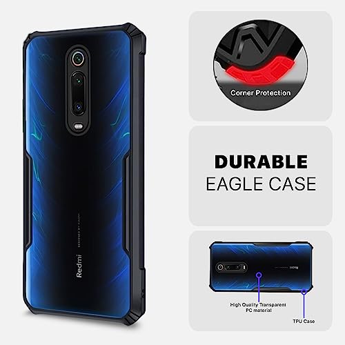 Image of Pikkme Redmi K20 / K20 Pro Back Cover | Crystal Clear Transparent Back | Ultra Hyrbid | Full Camera Protection | Raised Edge | Bumper Back Case (Thermoplastic Polyurethane, Black)