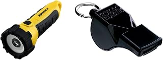 Dorcy Waterproof Battery Powered Floating LED Flashlight with Carabiner Clip, Ideal for Camping and Outdoors & Fox 40 Classic Pealess Whistle (Black, Official)