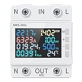 NiuLumea 8-in-1 Wechselstrom-Energiemessgerät 170-270V/63A mit Tuya App-Steuerung für SmartLife, Leistungsüberwachung mit Überspannung/Überstrom für Schutz, KWS-302WF