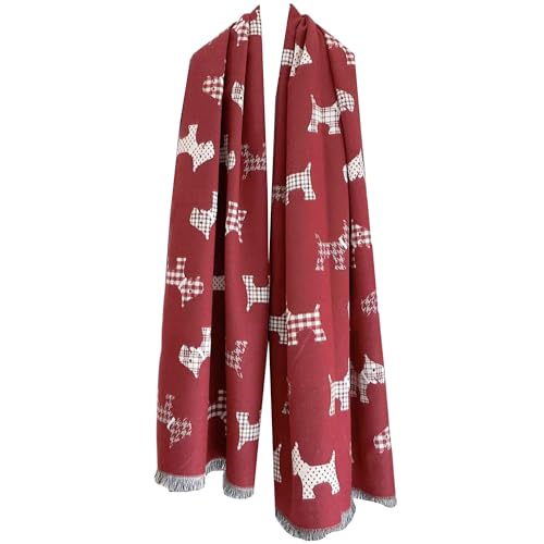 Écharpe anti-froid texture cachemire GFM à motif Scottie Dogs femme
