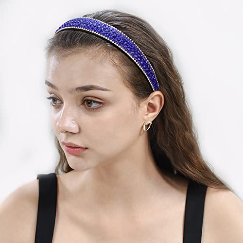 Wecoe Rhinestone Headband Women Girls Navy Blue Headband Fashion Headband Nonslip Bling Sparkly Crystal Diamond Headband Thin Headband Holiday Formal Hair Accessories For Women Girls Gift (Navy Blue) #TOP1