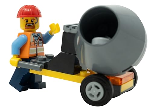 Lego City: Construction Worker Minifigure with Cement Mixer
