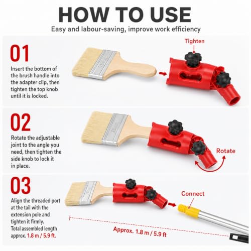 Extensor de pincel multiángulo elimina escaleras para pintar techos y esquinas 4