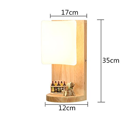 Lámpara de pared de madera cristal E27 aplique iluminación dormitorio 2