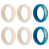 OLYCRAFT 6Pcs Unfinished Wood Bangles 2.7” Wooden Bangle Bracelet 1” Wide Natural Round Wooden Ring for Art & Craft Project DIY Jewelry Making