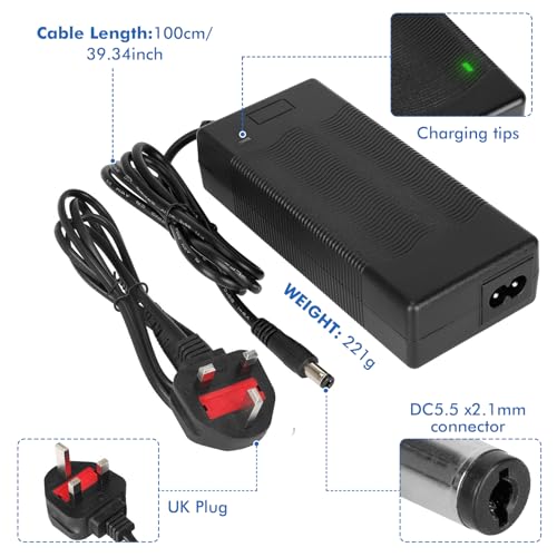 HPGAAVD 42 V 2 A oplader voor elektrische scooter, 36 V universele oplader met 6 aansluitingen voor hoverboard, scooter Xiaomi Ninebot, evenwichtige fiets, driftboard - Afbeelding 4