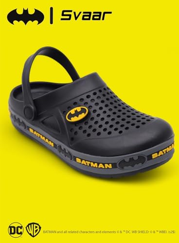 Image of SVAAR Batman Men's Mysterious Clogs with Authentic Batman Charms and Adjustable Back Strap