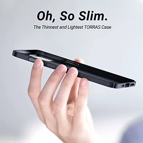 Image of TORRAS Slim Fit for iPhone 13 Case, Ultra Thin Lightweight Full Protection Secure Grip Hard PC Phone Cover Designed for iPhone 13 Case 6.1 Inch, Space Black