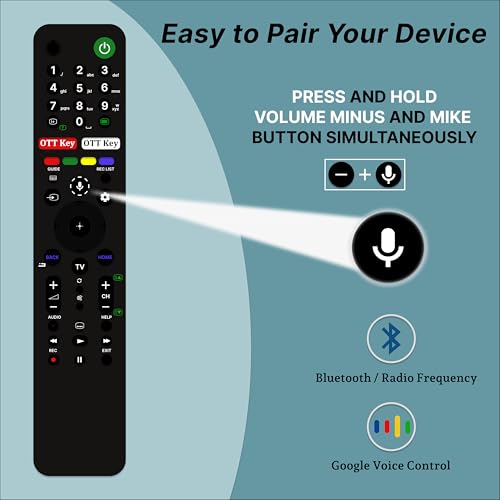 Image of ZIEVA Compatible with Sony bravia Smart Tv Remote Control - with Voice - with Hot Keys G0ogle Play and Netfix - Use for LCD LED OLED QLED UHD 4K Android (Tx 500E)