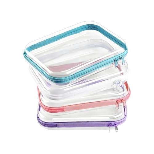 Juego de bolsas transparentes - 20 x 15 cm grandes bolsillos con cremallera, 4 piezas organizadores de maquillaje, almacenamiento de viaje, estuche cosmético, aperitivo, productos para el cuidado de
