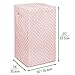 mDesign Large Upright Single Laundry Hamper Basket with Hinged Lid and Handles - Portable and Foldable for Compact Storage in Baby Nursery, Kid Bedroom, Playroom - Pink/White Polka Dots