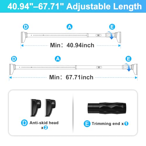 Image of Black Closet Rods For Hanging Clothes,41-67 In heavy duty tension rod