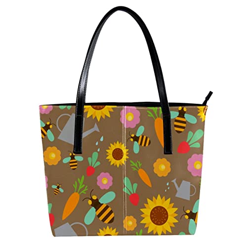 Sac fourre-tout personnalisé zippé avec motif abeille et tournesol