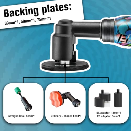 Image of BATOCA S6 Mini Cordless Polisher for Car Detailing 2x2.0Ah Batteries, 0mm Rotary Buffer, 12mm Dual Action Polisher 1-3 Inch, 2 Different Speeds Heads Systems, 4.2k-21k or 1-5k RPM Graffiti Style