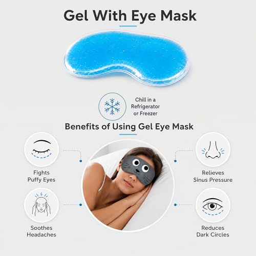 Image of Jenna Gel Sleeping Eye Shade Mask Cover For Insomnia, Meditation, Puffy Eyes And Dark Circles (Eyes Cat Grey Gel)