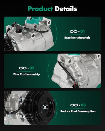 Image of SCITOO AC Compressor for Ford for Focus 2.0L 2014-2018 | Fast Cooling, Ultra Low Noise (≤72 dB) Air Conditioner Compressor for Summer, with Clutch, EV6Z19703A H1FZ19703B