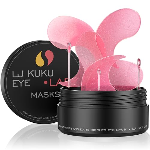 LJ KuKu Lady Under Eye Patches Gold Essence Hydrogel Eye Masks for Puffy Eyes and Dark Circles...