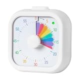 Relaxdays visueller Timer, leiser Kinder-Timer, optischer Alarm, 60 Min Countdown-Timer, Regenbogen, Pomodoro, weiß