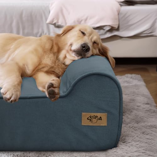 Image of Sytopia XXL 35D Memory Foam Dog Bed for Extra Large Dogs - 7 inch Thick Orthopedic Pet Couch for Seniors and Big Breeds up to 150 Pounds, with Waterproof Liner & Washable Cover, 50 inchx 34 inchx 7 inch, Blue Grey