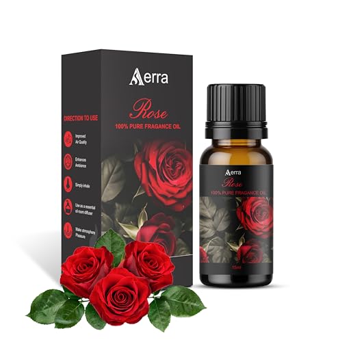 Image of Aerra Rose Fragrance Oil (15ml) for Puja, Diffuser, Candles, Soap Making | Luxury Aroma Oil for Weddings, Spa, DIY