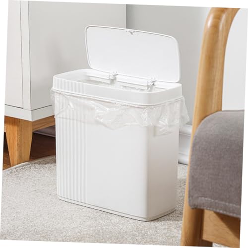 Caneca de basura rectangular blanca de 10L Healifty miniatura 4