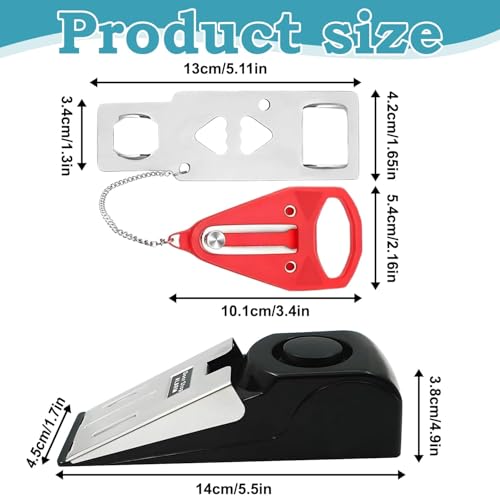 2pcs- Enhanced Security Door Stop Alarm & Portable Lock Kit for Travel, Home, and Dorm Safety - Image 3