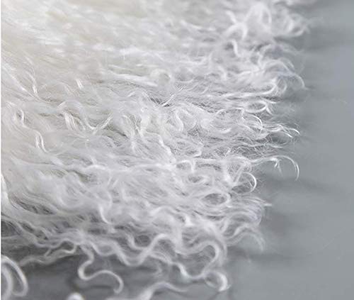 Genuine Mongolian Tibetan Lamb Sheepskin Wool Area Rug Real Carpet Curly Fur Pelt Throw Soft Plush Home Decorative 2Ft X 3.4-3.6Ft #TOP7