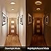 hykolity 6 Pack 5/6 Inch LED Can Lights with Night Light, CRI90, 1100lm, 15W=100W, Baffle Trim, 2700K/3000K/3500K/4000K/5000K Selectable, Dimmable, Damp Rated LED Recessed Lighting, Install in Can