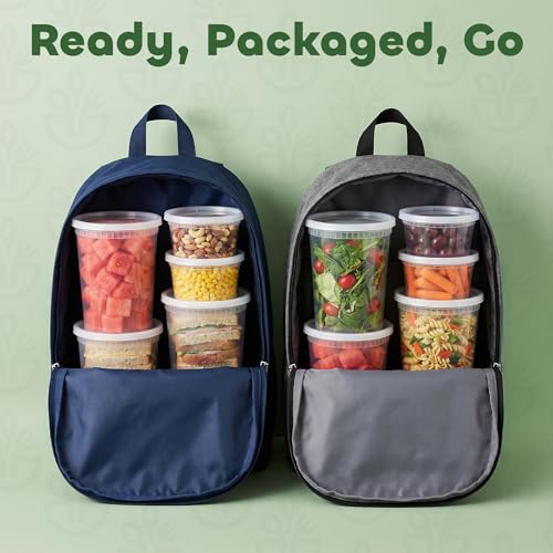Image of 144 Sets Plastic Food Storage Deli Containers w / Lids 16oz Pint, 32oz Quart