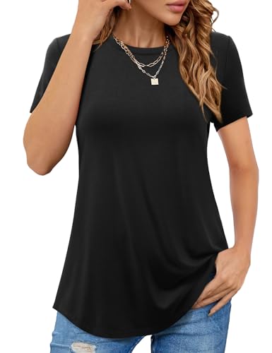 Beluring Tshirt Damen Elegant Kurzarm Oberteile Rundhalsausschnitt Lang...