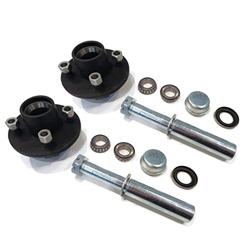 The Rop Shop (2) Trailer Axle Kit Assemblies W/ 4 On 4" Bolt Idler Hub & 1" Round Bt8 Spindle #TOP27