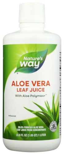 Natures Way Aloe Vera Leaf Juice Flavorless Juice 99.5% Purified from Concentrate Certified by The International Aloe Science Council Unflavored 33.8 Fl Oz