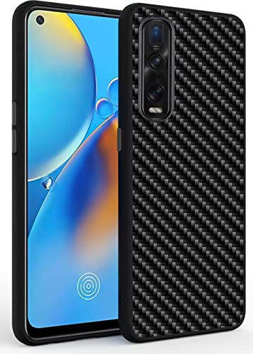 EKAM Case Compatible With Oppo Phones, Carbon Fiber Texture Aluminum Bumper Hard Back with TPU Hybrid Slim Protective Cover (OPPO FIND X2 PRO) Black